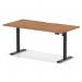 Air Lite 1600 x 800mm Scalloped Edge Height Adjustable Office Desk Walnut Top Black Leg HA04040