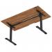 Air Lite 1600 x 800mm Scalloped Edge Height Adjustable Office Desk Walnut Top Black Leg HA04040