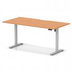 Air Lite 1600 x 800mm Scalloped Edge Height Adjustable Office Desk Beech Top Silver Leg HA04041