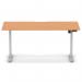 Air Lite 1600 x 800mm Scalloped Edge Height Adjustable Office Desk Beech Top Silver Leg HA04041