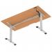 Air Lite 1600 x 800mm Scalloped Edge Height Adjustable Office Desk Beech Top Silver Leg HA04041