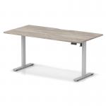 Air Lite 1600 x 800mm Scalloped Edge Height Adjustable Office Desk Grey Oak Top Silver Leg HA04042