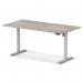Air Lite 1600 x 800mm Scalloped Edge Height Adjustable Office Desk Grey Oak Top Silver Leg HA04042