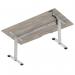 Air Lite 1600 x 800mm Scalloped Edge Height Adjustable Office Desk Grey Oak Top Silver Leg HA04042