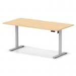 Air Lite 1600 x 800mm Scalloped Edge Height Adjustable Office Desk Maple Top Silver Leg HA04043