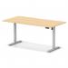 Air Lite 1600 x 800mm Scalloped Edge Height Adjustable Office Desk Maple Top Silver Leg HA04043