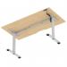 Air Lite 1600 x 800mm Scalloped Edge Height Adjustable Office Desk Maple Top Silver Leg HA04043