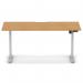 Air Lite 1600 x 800mm Scalloped Edge Height Adjustable Office Desk Oak Top Silver Leg HA04044