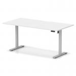 Air Lite 1600 x 800mm Scalloped Edge Height Adjustable Office Desk White Top Silver Leg HA04045