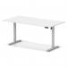 Air Lite 1600 x 800mm Scalloped Edge Height Adjustable Office Desk White Top Silver Leg HA04045