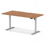 Air Lite 1600 x 800mm Scalloped Edge Height Adjustable Office Desk Walnut Top Silver Leg HA04046