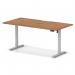 Air Lite 1600 x 800mm Scalloped Edge Height Adjustable Office Desk Walnut Top Silver Leg HA04046