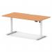 Air Lite 1600 x 800mm Scalloped Edge Height Adjustable Office Desk Beech Top White Leg HA04047