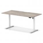 Air Lite 1600 x 800mm Scalloped Edge Height Adjustable Office Desk Grey Oak Top White Leg HA04048