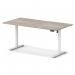 Air Lite 1600 x 800mm Scalloped Edge Height Adjustable Office Desk Grey Oak Top White Leg HA04048