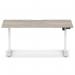 Air Lite 1600 x 800mm Scalloped Edge Height Adjustable Office Desk Grey Oak Top White Leg HA04048