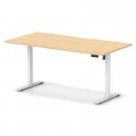 Air Lite 1600 x 800mm Scalloped Edge Height Adjustable Office Desk Maple Top White Leg HA04049