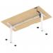 Air Lite 1600 x 800mm Scalloped Edge Height Adjustable Office Desk Maple Top White Leg HA04049