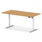 Air Lite 1600 x 800mm Scalloped Edge Height Adjustable Office Desk Oak Top White Leg HA04050