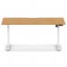 Air Lite 1600 x 800mm Scalloped Edge Height Adjustable Office Desk Oak Top White Leg HA04050