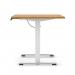 Air Lite 1600 x 800mm Scalloped Edge Height Adjustable Office Desk Oak Top White Leg HA04050