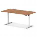 Air Lite 1600 x 800mm Scalloped Edge Height Adjustable Office Desk Walnut Top White Leg HA04052