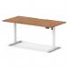 Air Lite 1600 x 800mm Scalloped Edge Height Adjustable Office Desk Walnut Top White Leg HA04052
