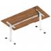 Air Lite 1600 x 800mm Scalloped Edge Height Adjustable Office Desk Walnut Top White Leg HA04052