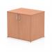 A photo of a dynamic desk high cupboard in the Impulse style, with a depth of 600mm and a striking beech finish. The cupboard sits atop a desk and features ample storage space for office supplies and documents. The modern design and clean lines make it a functional yet stylish addition to any workspace.
