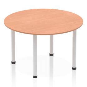 Impulse 1200mm Round Table Beech Top Silver Post Leg I000080
