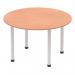 Impulse 1200mm Round Table Beech Top Silver Post Leg I000080