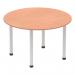 Impulse 1200mm Round Table Beech Top Silver Post Leg I000080