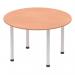 Impulse 1200mm Round Table Beech Top Silver Post Leg I000080