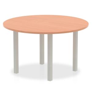 Click to view product details and reviews for Impulse 1200mm Round Table Beech Top Silver Post Leg I000080.