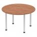 Impulse 1200mm Round Table Walnut Top Silver Post Leg I000140