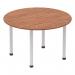 Impulse 1200mm Round Table Walnut Top Silver Post Leg I000140