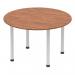 Impulse 1200mm Round Table Walnut Top Silver Post Leg I000140
