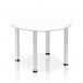 In the picture, a sleek and modern Dynamic Round Tables Impulse 1000mm Round Table can be seen, with a pristine white top and shiny silver post leg. The overall design exudes sophistication and style, making it a perfect addition to any office or meeting room.