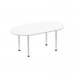 Impulse 1800mm Boardroom Table White Top Silver Post Leg I000203