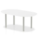 Impulse 1800mm Boardroom Table White Top Silver Post Leg I000203