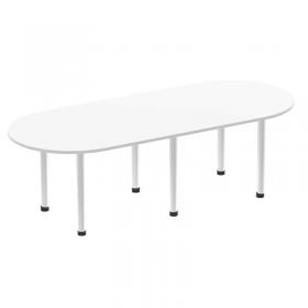 Impulse 2400mm Boardroom Table White Top Silver Post Leg I000204