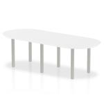 Impulse 2400mm Boardroom Table White Top Silver Post Leg I000204