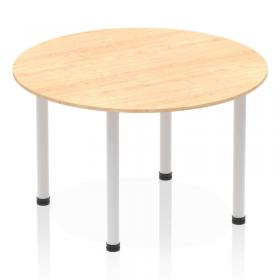 Impulse 1200mm Round Table Maple Top Silver Post Leg I000260