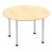 Impulse 1200mm Round Table Maple Top Silver Post Leg I000260