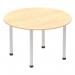 Impulse 1200mm Round Table Maple Top Silver Post Leg I000260