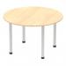 Impulse 1200mm Round Table Maple Top Silver Post Leg I000260