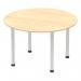 Impulse 1200mm Round Table Maple Top Silver Post Leg I000260