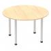 Impulse 1200mm Round Table Maple Top Silver Post Leg I000260