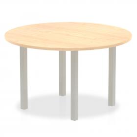 Impulse 1200mm Round Table Maple Top Silver Post Leg I000260