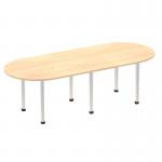 Impulse 2400mm Boardroom Table Maple Top Silver Post Leg I000264